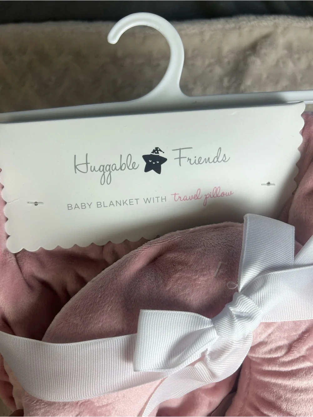 Huggable Friends Pink Star Rose Baby Blanket Travel Pillow SL Home Fashions